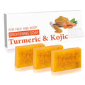 Lemon Turmeric Kojic Acid Soap, Natural Turmeric Handmade Soap for Face and Body, Organic Use Skin Care Soaps, Gentle Cleansing Suitable for All Skin Types (3pcs)