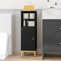 Bathroom Storage Cabinet, Corner Floor Cabinet with Shelves, Customized Door Opening Direction, Bathroom Organizer with Adjustable Shelf for Kitchen, Living, Toilet Paper Cabinet, Black