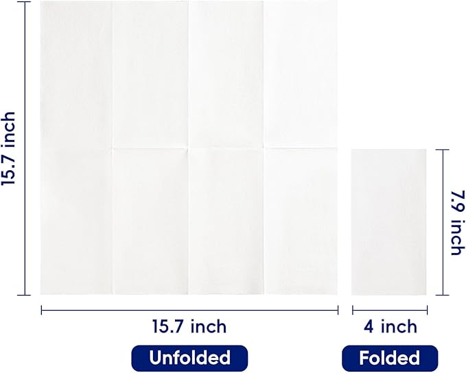 JOLLY CHEF 400 Pack Disposable Paper Napkins, Soft Bathroom Napkins Guest Disposable, 2-Ply White Paper Hand Towels for Halloween, Wedding, Thanksgiving