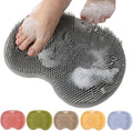 2026 New Silicone Shower Foot Scrubber Mat, Foot Back Cleaning Pad Back Washer Exfoliating Bath Wash Pad, Shower Foot Scrubber Mat with Non-Slip Suction Cups (Gray)