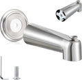 Enhon 7 Inch Slip on Tub Spout with Diverter, Compatible with Moen 3839/Moen 3853, Bathtub Diverter Spout Fits 1/2" Copper Water Tube(5/8" Diameter), 5/32" Hex Wrench (Brushed Nickel,Cover Ring)