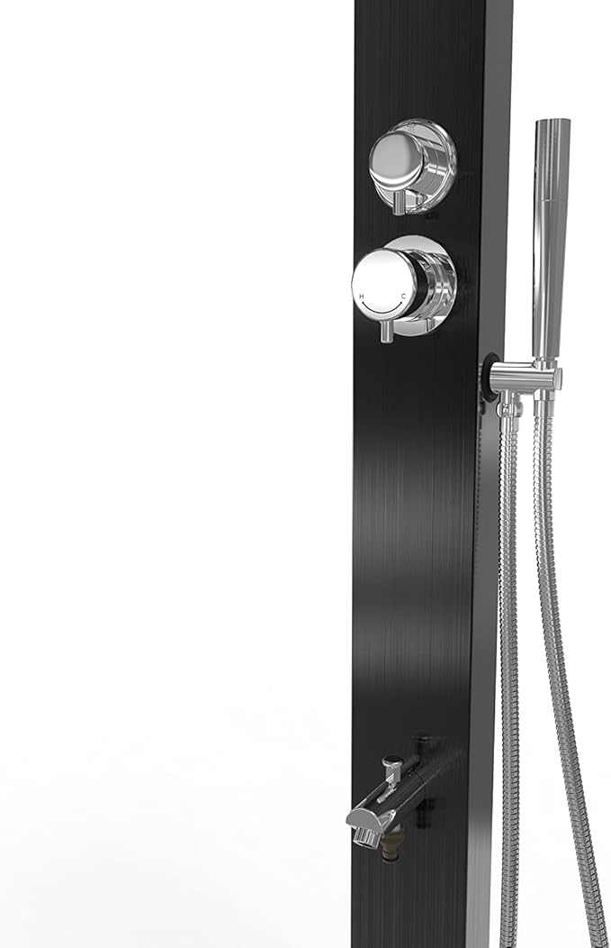 Bondi Black ADA 316 Marine Grade Stainless Steel Outdoor Shower Panel-No Rust! Perfect for Swimming Pools. Hot & Cold Water Connections! Wall-Mounting & Freestanding Options
