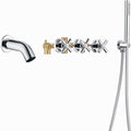 sumerain Wall Mount Tub Filler Waterfall Tub Faucet with Handheld Shower, Chrome Finish