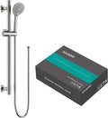 Shower Slide Bar Handheld Shower Head with Hose, 5-Function Hand Shower with Wall Mount，shower slide bar,adjustable height shower head (A-round, Brushed Nickel)