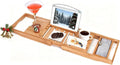 Utoplike Bamboo Bathtub Caddy Tray Bath Tray for Tub, Adjustable Bathroom Bathtub Organizer with Book Tablet Wine Glass Cup Towel Holder