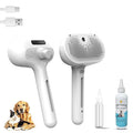 Pet Steam Brush for Dog & Cat, 3 in 1 Spray Hair Removal Comb for Shedding & Grooming, Water Brush for Long & Short Haired Pets, Includes 200ml Shampoo & USB Rechargeable Design (White-2)