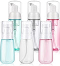 6 Pcs Travel and Empty Fine Mist Spray Bottle Foam Pump Bottle Small Size Mousse Foaming Soap Dispenser Clear Plastic Refillable Containers for Face Wash Lash Cleanser Shampoo Skin Care Liquid