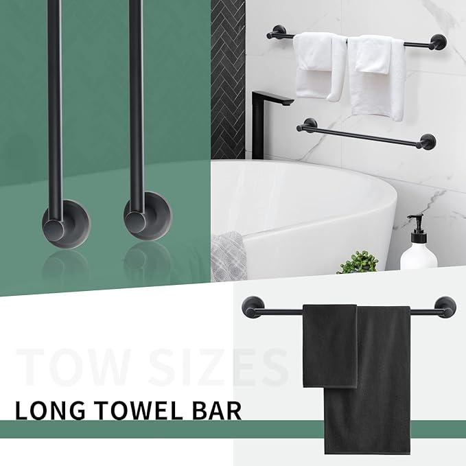 Bathroom Hardware Set Oil Rubbed Bronze Towel Bar 5 Piece for bathoom, Elegant Bathroom Accessory kit Inclusions 24 inch Wall Mounted Towel Rack 18 inch Towel Rod,Towel Ring, Hook,Toilet Paper Holder