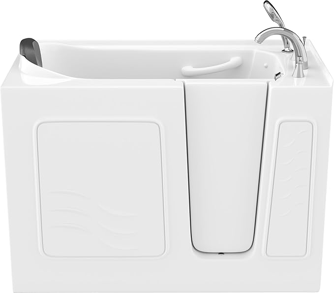 ANZZI Walk In Tub 53'' x 26'' in White, Easy Access, Quick Fill Faucet, Extendable Handheld Shower, Slip-Resistant, ADA Compliant, Ergonomic Head Rest, Safe Reach Grab Bar - AMZ2653RWS-CP