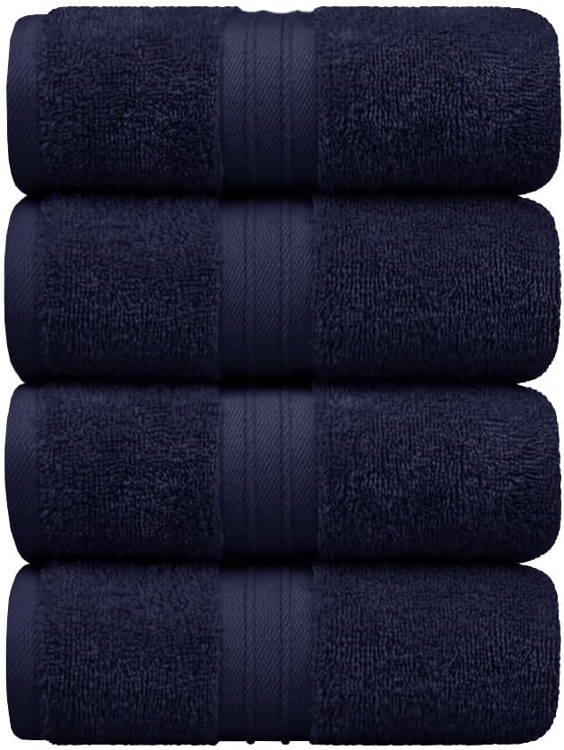Hand Towels 4 Pack - Luxury & Decorative, Large (16"x 28") Plush, 100% Cotton, Soft and Thick - Versatile, Perfect as Kitchen and Bathroom Towel, Hair or Spa Towel - Royal Blue