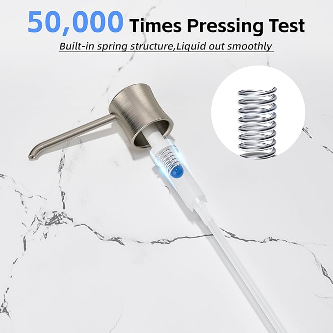 SAMODRA Soap Dispenser for Kitchen Sink Brushed Nickel Lotion Dispenser 12 OZ Bottle Built in Design Refill from The Top