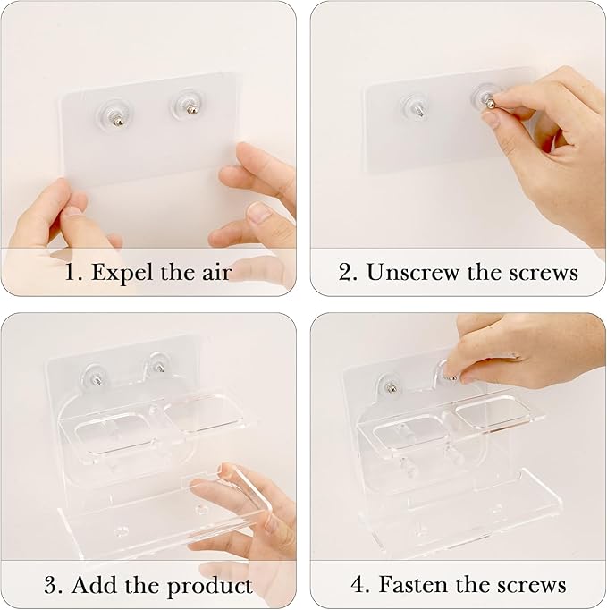 Electric Toothbrush Holder Wall Mounted, Electric Toothbrush Cord Organizer Holds 2 Chargers, Self Adhesive Electric Toothbrush Stand for Bathroom, Medicine Cabinet, Dorm(Clear)