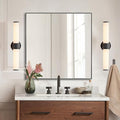 36x36 Inch Black Bathroom Mirror, Copper-Free Mirror, Aluminum Alloy Frame Vanity Mirror, Rectangle Wall Mounted Mirror, Modern Mirror for Bedroom/Living Room/Porch Horizontal or Vertical