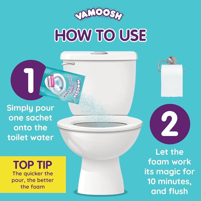 Vamoosh 6-in-1 Toilet Foaming Cleaner | Self-Activating Foam Technology | Stays Active for 10 Minutes | Easy to Use | Removes Stains | Eliminates Limescale & Removes Odor | 100g (Pack of 3)