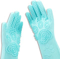 Pet Grooming Magic Gloves, Dog Cat Bathing Shampoo Brush, Silicone Hair Removal Gloves with Thick High Density Teeth for Bathing and Messaging, Double-Side Scrubbing Gloves for Shedding