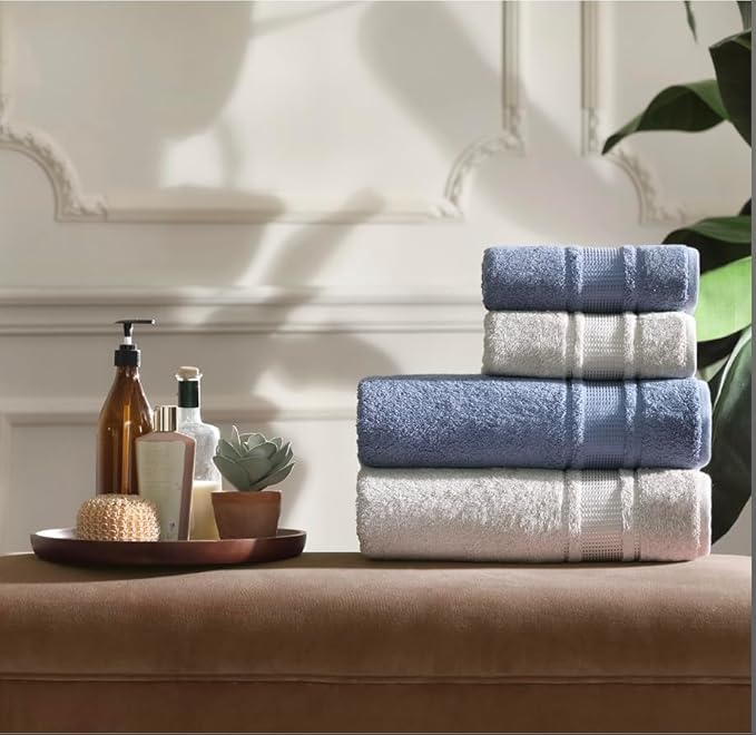 Melissa Linen, 2 Piece, Ocean Blue Bath Towels, 100% Turkish Cotton Bath Towels for Bathroom, Absorbent, Quick Dry, Durable and Soft Shower Towel, 28 in x 55 in, Spa and Hotel Quality