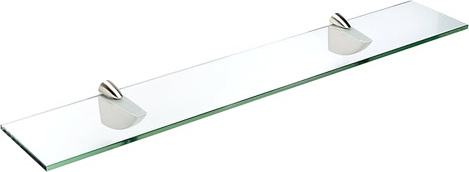 Spancraft Glass O-6x18-Brushed Steel Oriole Glass Shelf, Brushed Steel, 6" x 18"