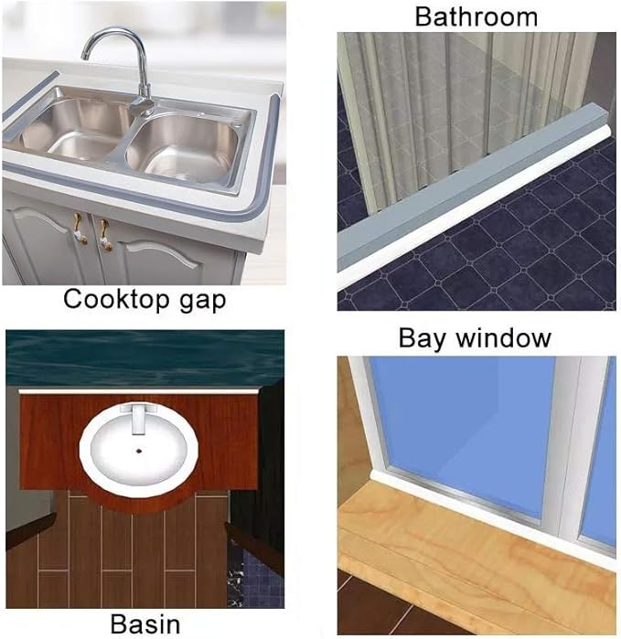 Collapsible Bathroom Water Stopper Flood Barrier Rubber Water Dam Wet and Dry Separation Kitchen Shower Threshold Silicon Water Blocker