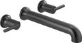 Delta Wall Mount Bathroom Faucet 3 Hole, Matte Black Bathroom Sink Faucet for Vanity, Matte Black T5759-BLWL (Valve Not Included)