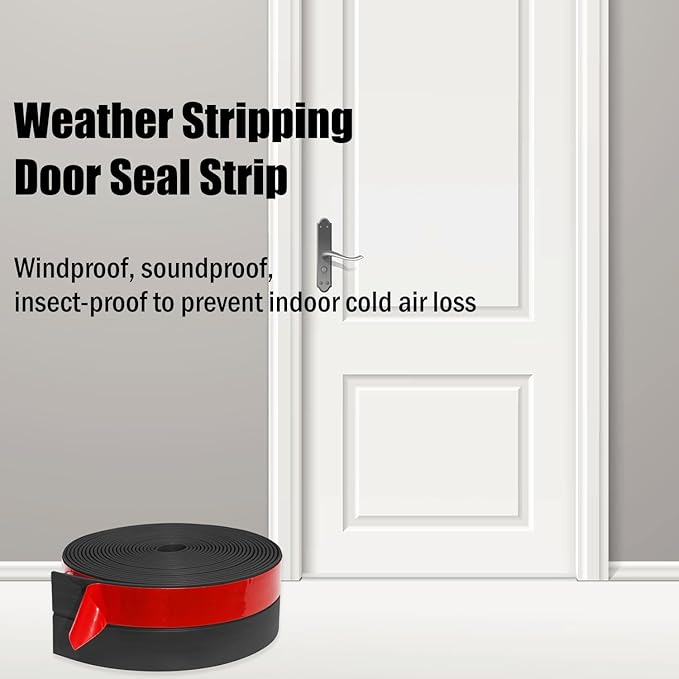 Wide Silicone Weather Stripping, 2 inch (W) x 20 Ft (L) Door Draft Stopper, Silicone Seal Strip for Doors Windows and Shower Glass Gap, Black