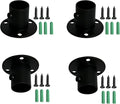 4Pcs Tube Hole Diameter 19 mm (3/4"), Stainless Steel Matte Black Adjustable Curtain Rod Mounting Bracket Closet Rod Flange Shower Curtain Socket