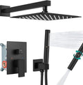 Aolemi Shower Faucet Set, High Pressure Shower System with 2-in-1 Handheld Sprayer, Wall Mount Fixture Combo with Rough-in Valve, 10 Inch Shower Head, Matte Black