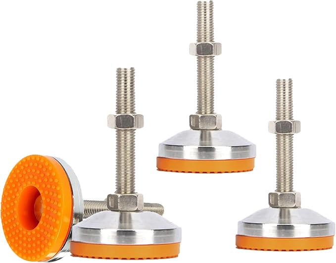4Pcs Heavy Duty Leveling Screw Leg, Leveling Screw Leg Adjustable Leveling Feet Carbon Steel for Furniture,Machine,Mechanical Equipment Leg Leveler (Orange)