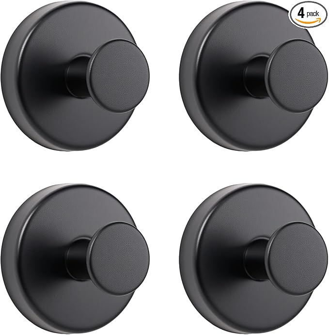 Suction Cup Hooks for Shower, 4 Pcs Shower Hook for Bathroom Stainless Steel Wall Hook for Hanging up to 6.5 lbs for Kitchen, Glass, Mirror,Black