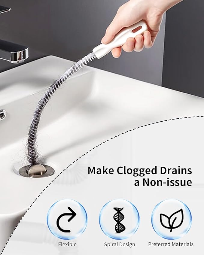 35.5inch Flexible Hair Drain Clog Remover Tool(1pcs), 17.8inch Cleaning Brush(2pcs), Hair Catcher Drain Auger Cleaner Tool Set for Pipe, Toilet, Kitchen Sink, Bathroom Tub, Sewer, (2+1)
