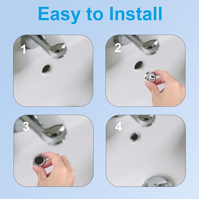 6pcs Sink Overflow Ring, Chrome Plated Bathroom Sink Overflow Trim Ring Cover Drain Hole Insert Cap for Kitchen Bathroom Basin Vanity & Ceramic Sinks
