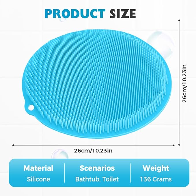 Silicone Shower Foot Scrubber Mat, 2025 Upgrade Shower Mat Slip Suction Cups Foot Scrubber for Men and Women (1 * Blue)