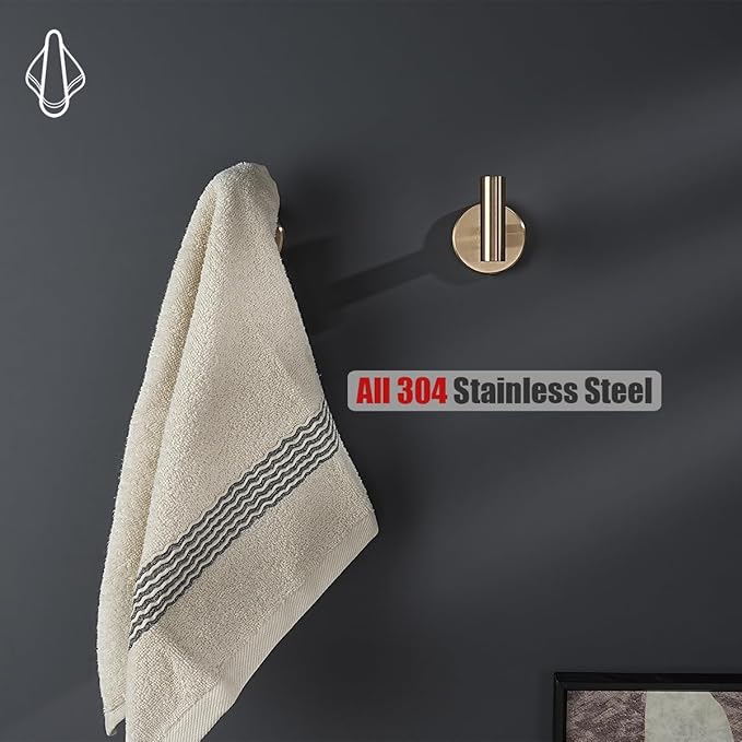 JQK Bathroom Hardware Set, 5-Piece Bath Accessories Set Champagne Bronze Wall Mount Includes 24 in Towel Bar, 9 in HT Bar, TP Holder, Towel Hook x 2, BAS105-CB