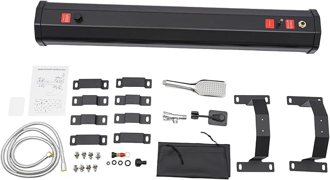 Pressurized Water Tank Camping Shower Portable Camp Shower w/5.58ft Water Pipe Shower Headt and Head Bag, Roof Rack Shower