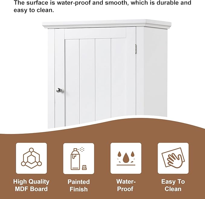 Favfurish Tall Bathroom Storage Cabinet with Doors and Drawer,Modern Linen Cabinets w/Adjustable Shelf & Anti-Toppling Device,Freestanding Narrow Cabinet for Bathrooms,Living Room, Entryway,White