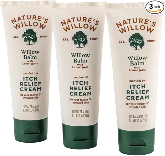 Nature's Willow Itch Relief Lotion with White Willow Bark for Soothing Skin | Natural Anti Itch Lotion Provides Relief from Bug Bites, Rash, Sunburn and More | Made with Essential Oils | 3.5oz (3)