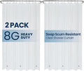 LiBa Waterproof Plastic Shower Curtain - Bathroom Shower Curtain Premium PEVA Non-Toxic with Rust Proof Grommets Frosted 8G Heavy Clear Duty Bathroom Accessories 72x72 2 Pack