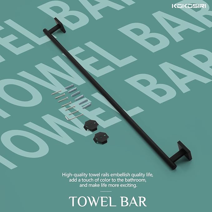 KOKOSIRI 32'' Towel Rails Bathroom Towel Bars Matte Black 32 Inch Bath Towel Holder for Washroom Kitchen Wall Stainless Steel B4005BK-L32