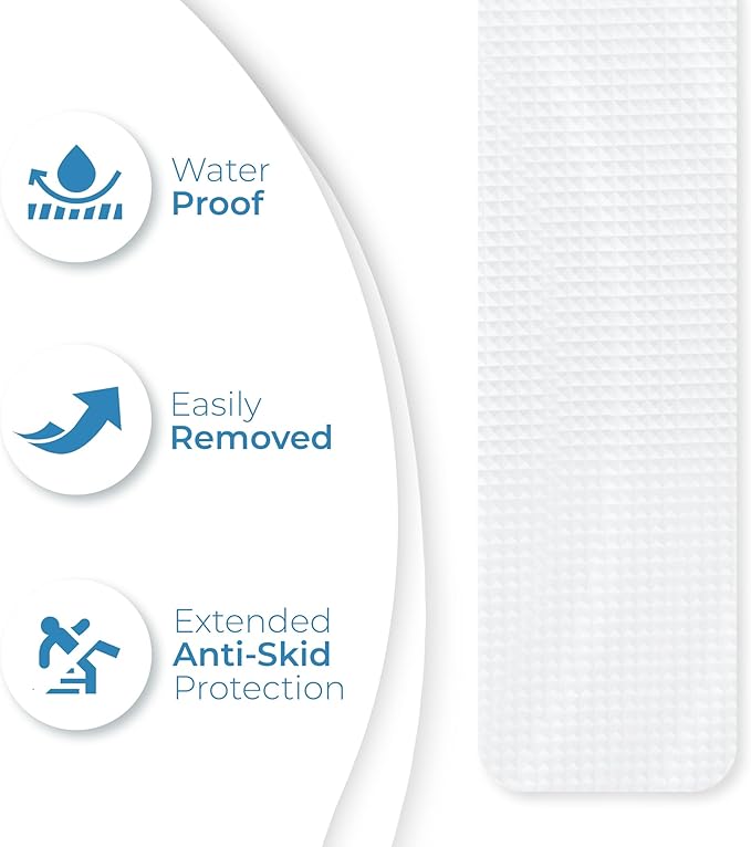 Anti Slip Shower Stickers 24 PCS, White Non-Slip Shower Strips for Adults, Premium Adhesive Bath Tub Stickers