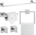 TQKAG 5-Piece Bathroom Hardware Set Brushed Nickel Classic Wall Mounted SUS304 Stainless Steel Bathroom Accessories Set 23.6" Towel Rack for Bathroom, Brushed Nickel