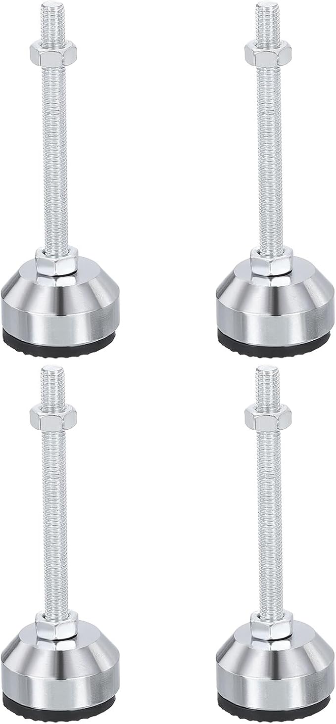 PATIKIL Furniture Leveling Feet 1.6" Dia Base M8 Thread, 4 Pcs Carbon Steel Adjustable Threaded Furniture Leveler Screw on Leg Leveler with Pads for Desk Chair, Black