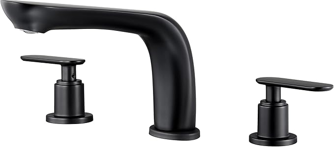 SITGES Classic Bathtub Faucet,2-Handle Matte Black Tub Filler,3-Hole Widespread Roman Tub Faucet,High Flow Deck Mount Bath Tub Faucet with Valve Included