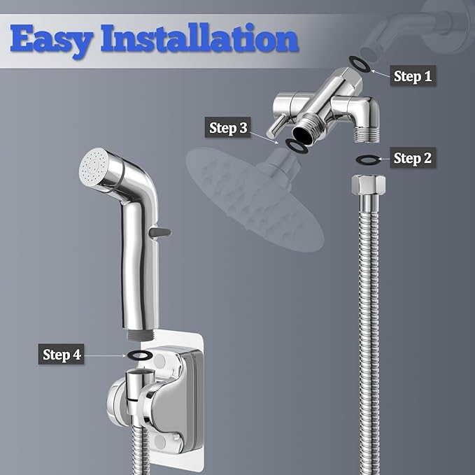 Dog Shower Sprayer Attachment, YDmeet 100 Inch Dog Washing Hose for Fast and Clean Pet Showering, Multifunctional Wand with Turn Off, Brass 3 Way Diverter, No Drill Holder, Chrome