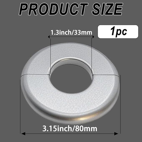 1 Piece ABS Wall Split Flange Round Self-Adhesive Escutcheon Plate Cover Plumbing Pipe Cover for Water Pipe Faucet Decoration 1.3"/33mm, Silver
