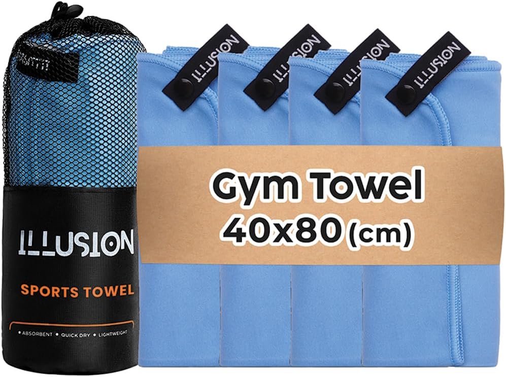 illusion Small Microfiber Gym Towels for Men and Women Active Sports (32" L x 16''W)-Lightweight Quick Dry Gym Towel for Sweat-Workout Towels Ideal for Yoga, Camping, Running, and Outdoor Activities