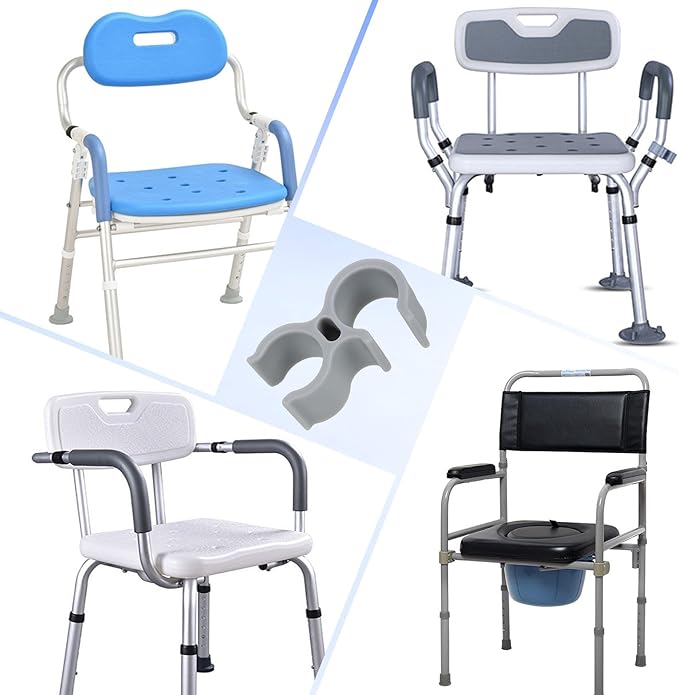 2 PCS Shower Head Holder for Shower Chair, Bath Seat Shower Bracket Attachment Tube Clamp Bracket for Inside Shower Bath Chair Tub Transfer Bench Shower Aids Accessories for Elderly Disabled Users
