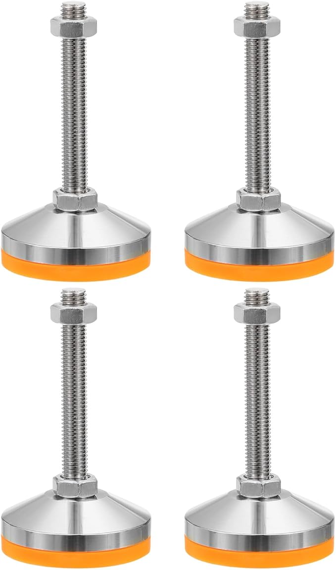 PATIKIL Furniture Leveling Feet 2.4" Dia Base M14 Thread, 4 Pcs Carbon Steel Adjustable Threaded Furniture Levelers Screw on Leg Leveler with Pads for Desk Chair Cabinet, Orange