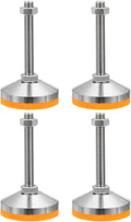 PATIKIL Furniture Leveling Feet 2.4" Dia Base M12 Thread, 4 Pcs Carbon Steel Adjustable Threaded Furniture Levelers Screw on Leg Leveler with Pads for Desk Chair Cabinet,Yellow