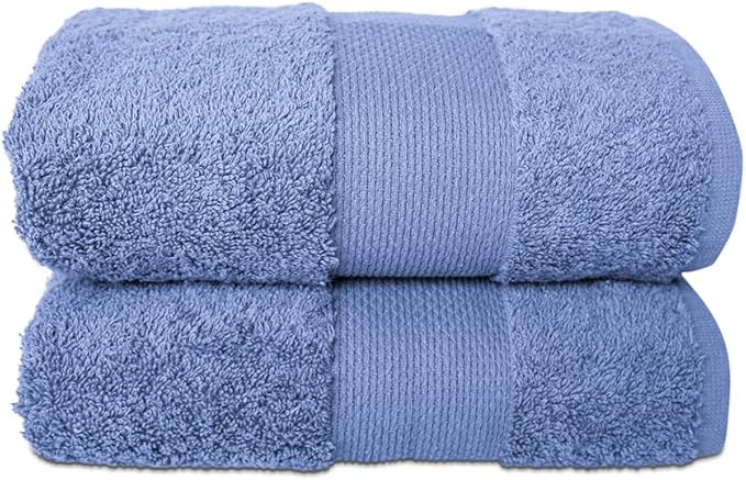 Hencely Luxury Hand Towel - Set of 2 (16x28 Inches) - Soft Turkish Cotton, Absorbent, Quick-Drying Face, Body, Kitchen, and Bathroom Towel (Hand Towels 2 Pack, Blue)