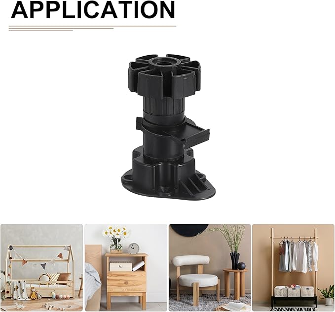 80x46mm(LxW) Adjustable Leveling Feet - 8Pack- Good for Furniture - Leveler Support Frame Replacement Legs - Black