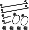 Cilee 10 Piece Matte Black Bathroom Accessories Set, 24inch Black Towel Bar Ring+Toilet Paper Holder+ Robe Towel Hook SUS304 Stainless Steel Bathroon Hardware Set
